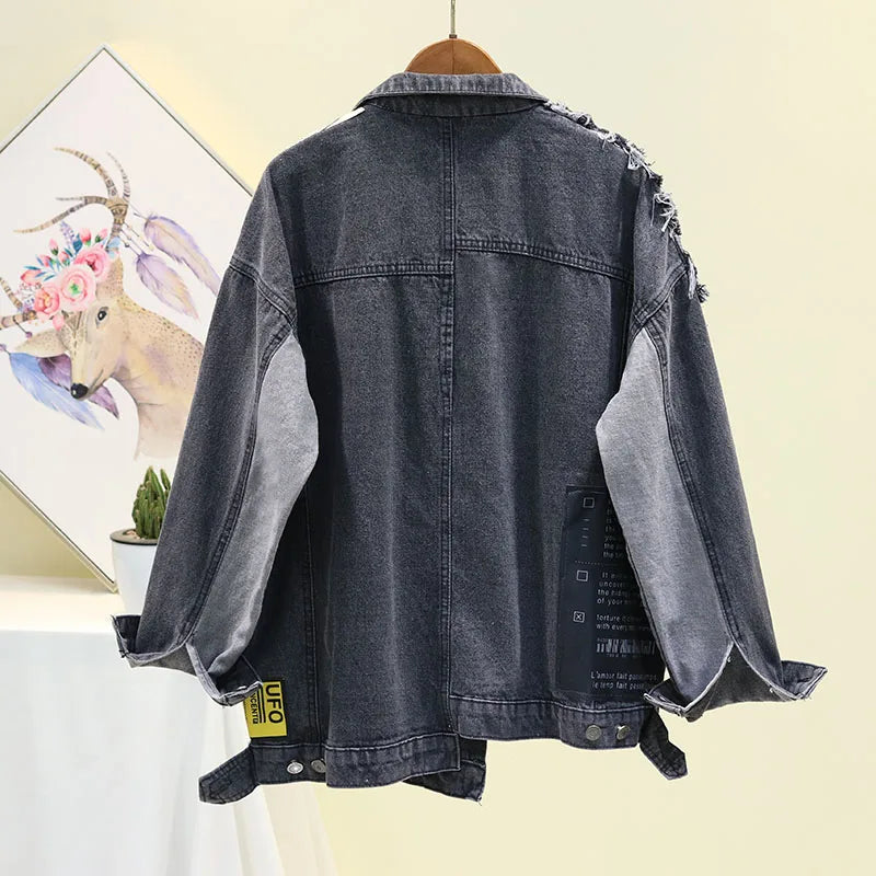 Women's Vintage Newspaper Denim Jacket – Hip Hop