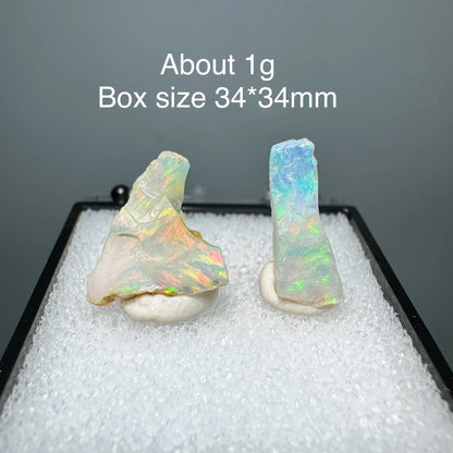 Ethiopia Opal Gem Mineral Specimen – 34x34mm Box