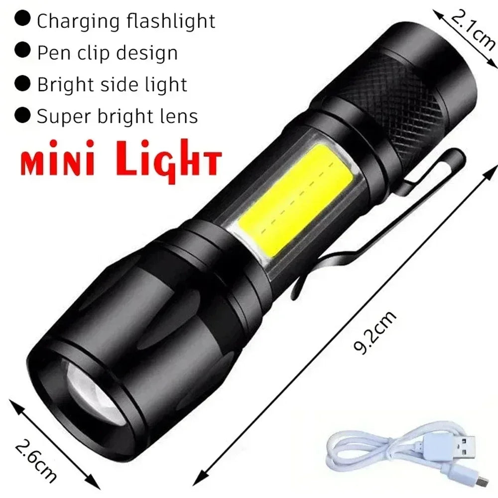Leistungsstarke LED-Taschenlampen 300000LM Taktische Taschenlampe mit Displaylicht USB-Ladefunktion Camping Angeln Verteidigung Zoom-Laterne