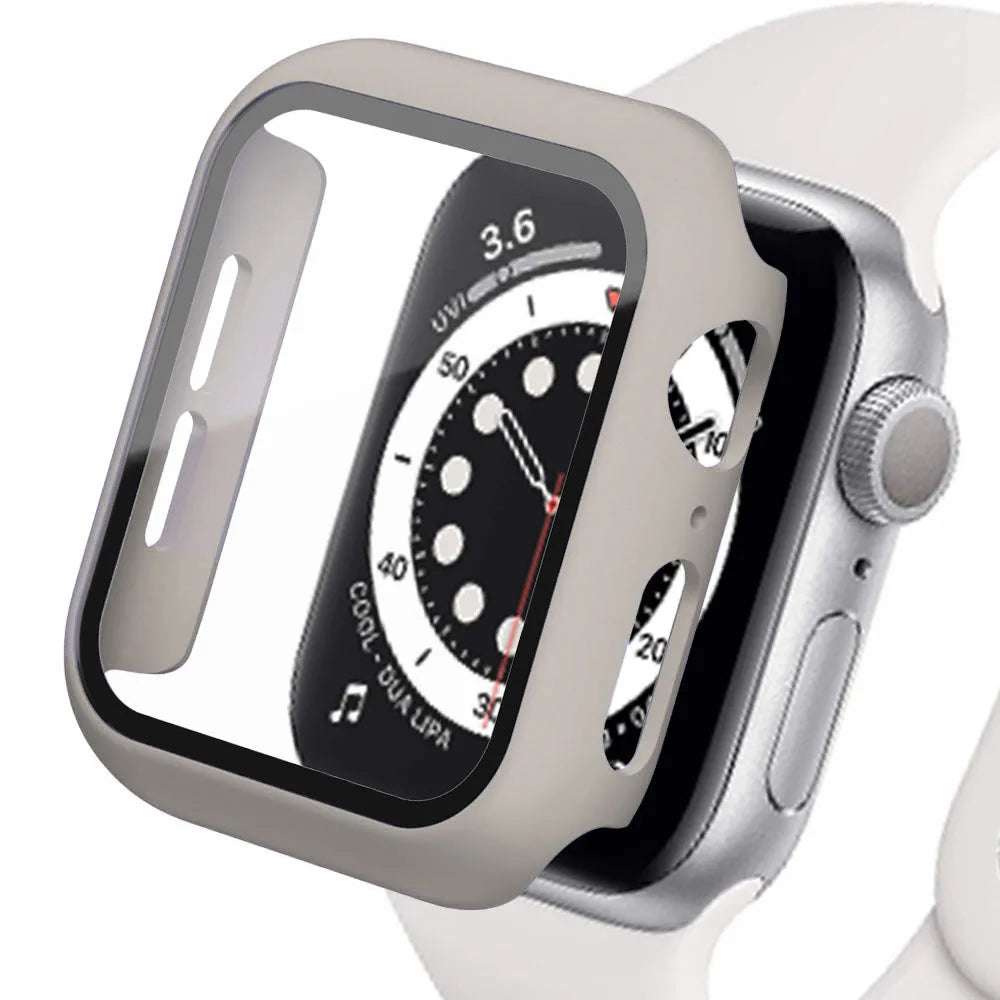 Displayschutzfolie aus gehärtetem Glas+Abdeckung für Apple Watch Zubehör 45mm 41mm 44mm 40mm 42mm Displayschutzfolie Apple Watch Hülle Serie 9 4 5 6 SE 7 8