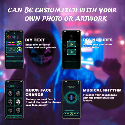 LED Mask Bluetooth APP Programmable Halloween Face