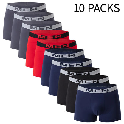 4/10-teiliges Set lässiger und modischer Herrenunterwäsche Bequeme Boxershorts Jugend-Übergröße Sport-Radfahren elastische Shorts
