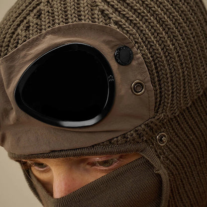 Neue Trendige Herbst Winter Warme Mützen Neue Pilotenbrille Herren Damen Ohrenschutz Plus Fahrrad Vollgesichtsbedeckung Warme Strickmützen