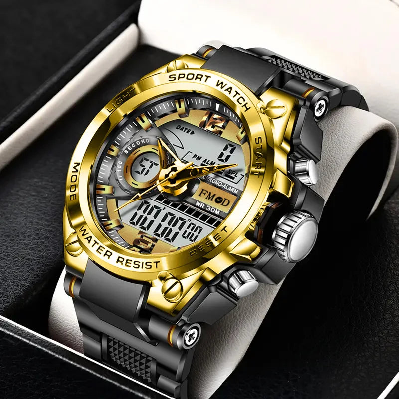 Digitale Herren-Stahl-Militär-Armbanduhr LED Quarz-Uhr Sportuhr Herren Große Uhren Herren Relogios Masculino