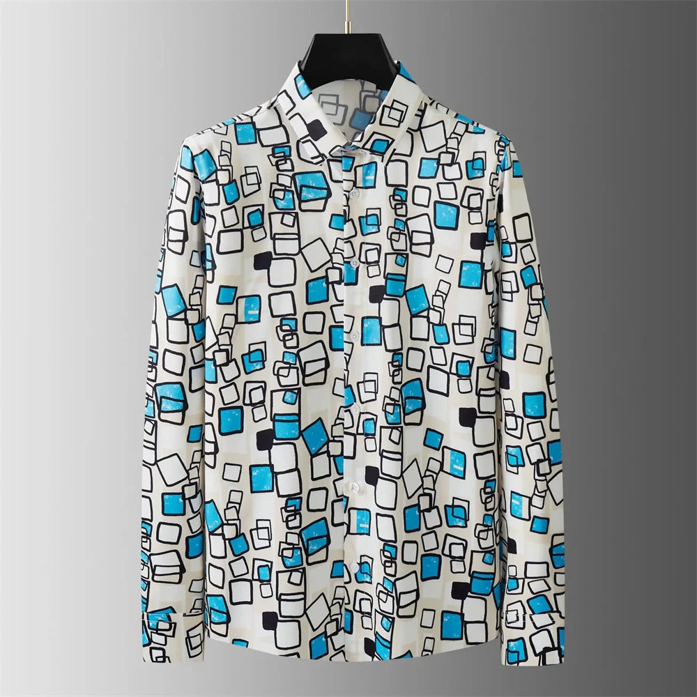 Teglex Luxury Letter Slim Fit Long Sleeve Dress Shirt