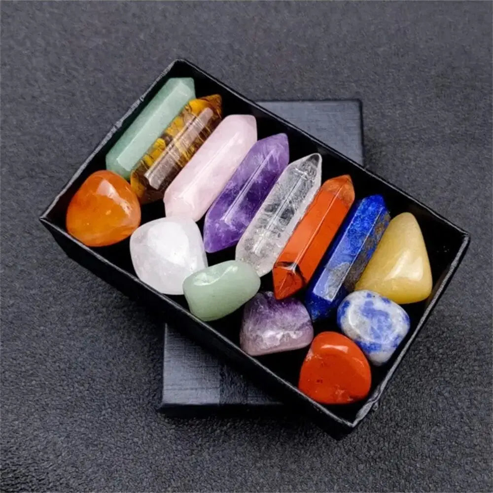 14pcs Quartz Crystal Chakra Healing Stones Set