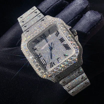 High quality stainless steel luxury watch, hip-hop fully chilled diamond mechanical watch, men's Vvs moissanite diamond watch