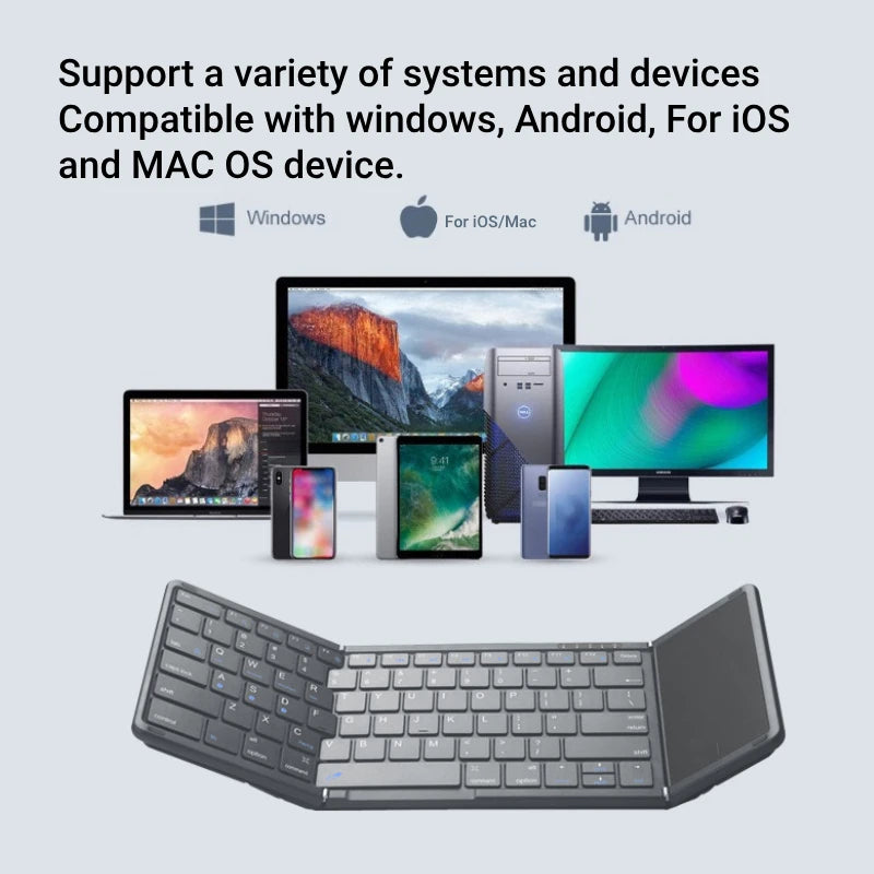Foldable Bluetooth Keyboard with Leather Case Rechargeable