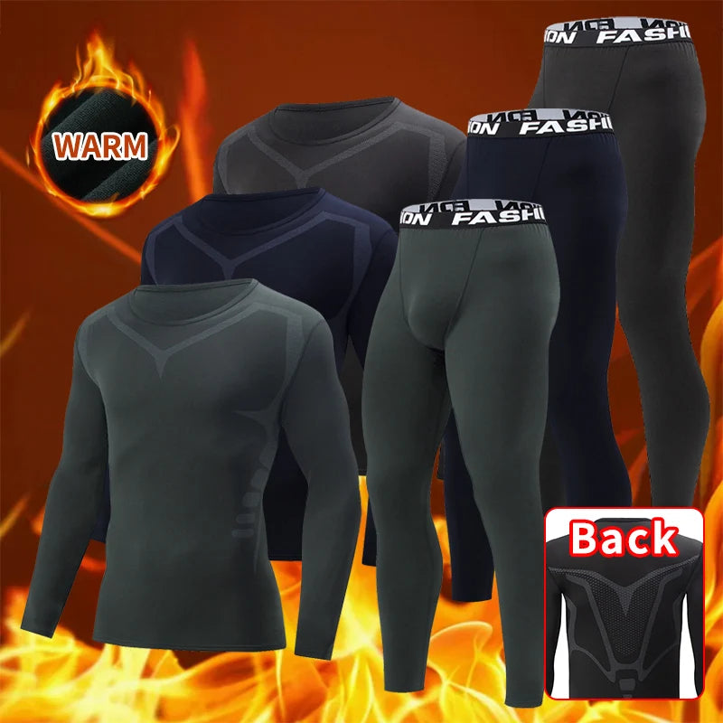 2er-Set Herbst/Winter Herren Sport- und Freizeit Thermo-Unterwäsche-Set Bequem, stark dehnbar, Sportler-Rundhalsoberteil, vielseitige Hose