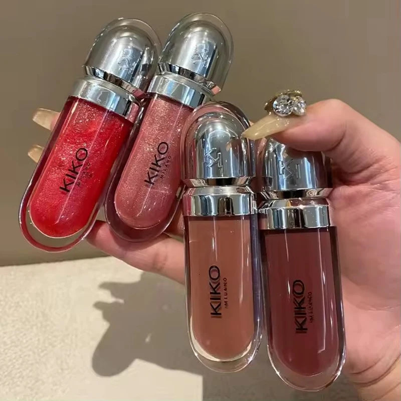 KIKO 3D Hydra Lipgloss Mirror Lip Glaze Shimmer Moisturizing Pearlescent Color Liquid Lip Gloss Plump Glossy Non Stick Cup Balm