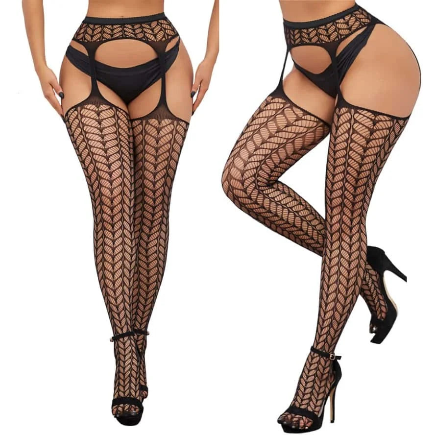 Plus Size Fishnet Garter Belt Bodysuit Tights XXL