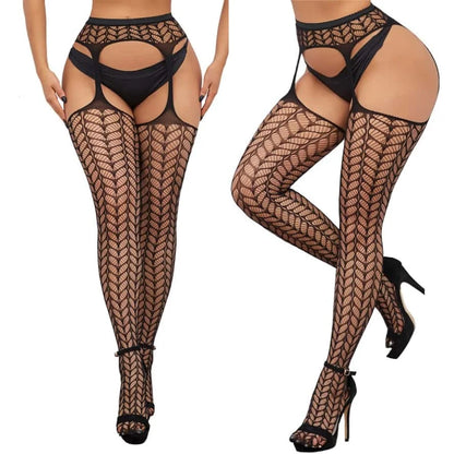 Plus Size Fishnet Garter Belt Bodysuit Tights XXL