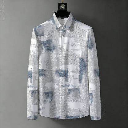 Men's Abstract Color-Block Stripe Print Shirt