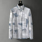 Men's Abstract Color-Block Stripe Print Shirt