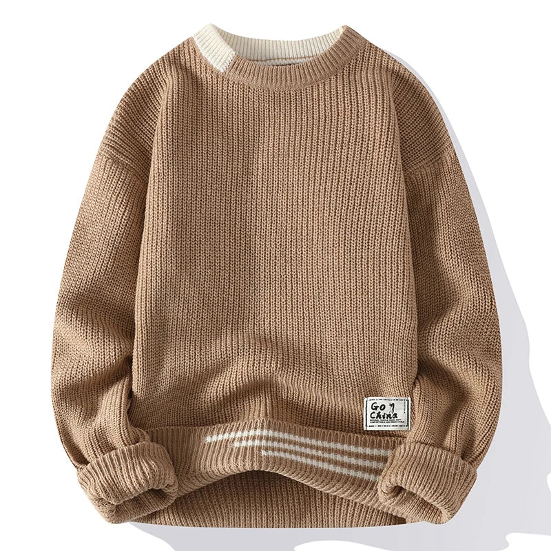 Pullovers Men Fashion Knitted Sweater Mens O-Neck Patchwork Casual Knitwear Slim Pullover Sweaters