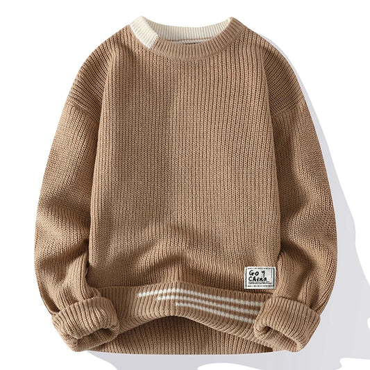 Pullovers Men Fashion Knitted Sweater Mens O-Neck Patchwork Casual Knitwear Slim Pullover Sweaters