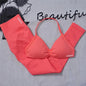 2Pcs Women's Gym Yoga Set Seamless High Waist Leggings Sports Bra Top Workout Outfit Fitness Activewear Running Training Clothes
