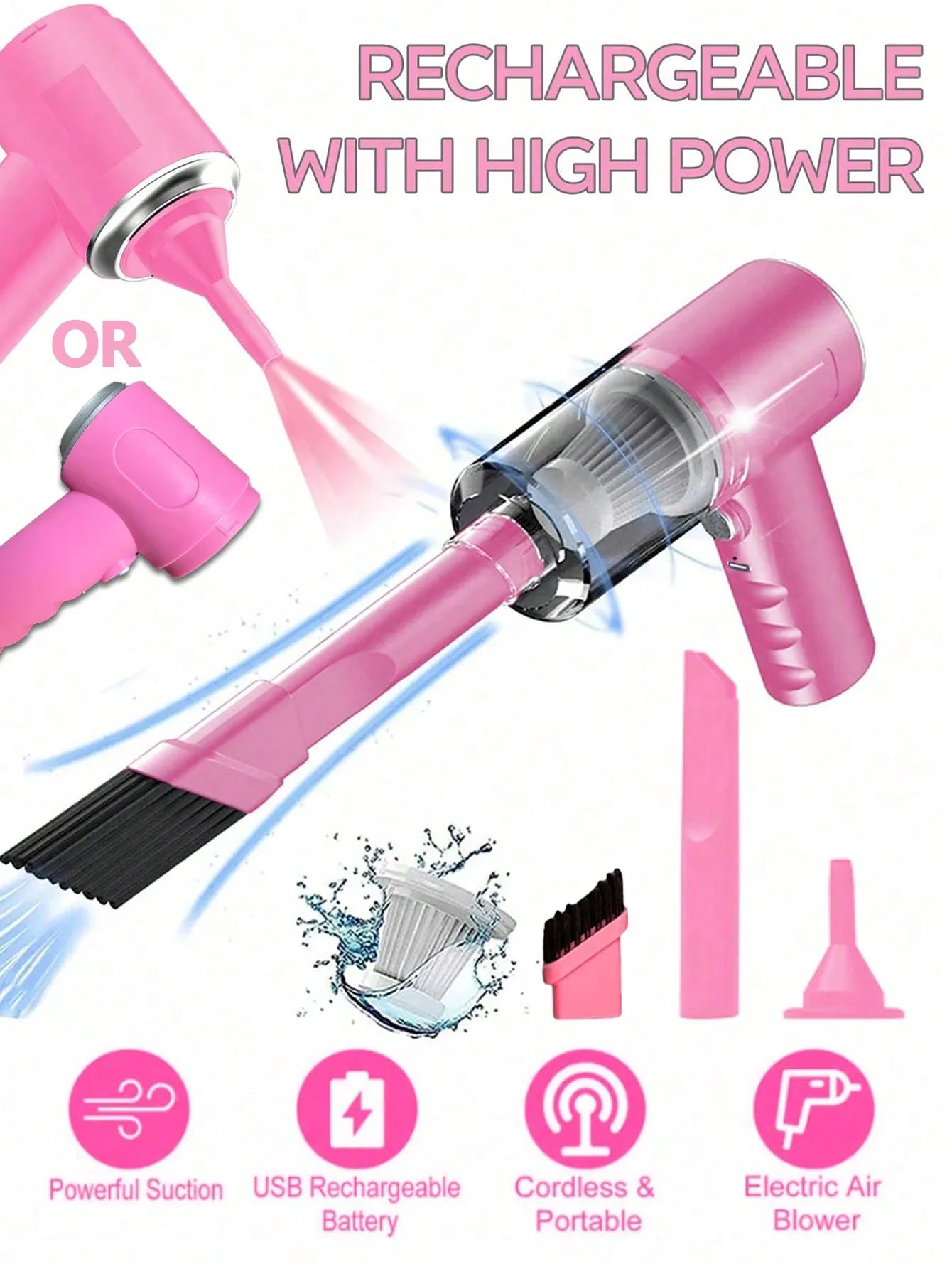 Teglex 3-in-1 Portable Vacuum Cleaner | USB Rechargeable | Car & Home