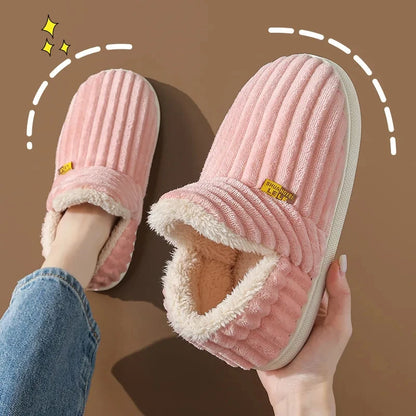Soft Sole Fur Slippers Women Winter Warm Fuzzy Plush Shoes
