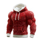 Men's Fashion Flannel Hoodie Pullover Abdominal Muscle Design Sportswear Autumn Winter Casual Long Sleeve Hooded Sweatshirt