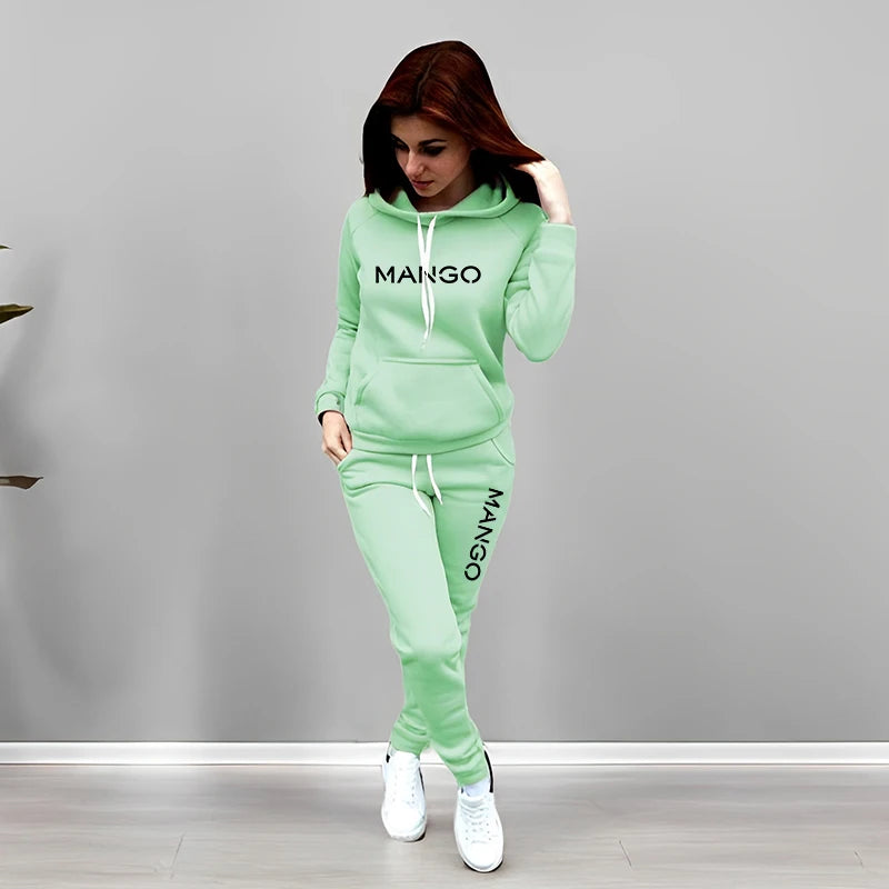 Letter Printing Womens Tracksuit Casual Hooded Sweatshirt 2 Pcs Set Sports Jogging Home Woman Clothing Street Quality Pants Suit