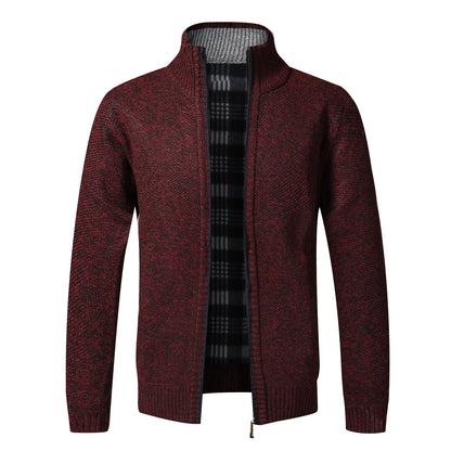 Autumn Winter Warm Cardigan Men Fleece Sweaters Full Zip Jackets Slim Fit Luxury Brand Knitted Sweater Coat American Jersey