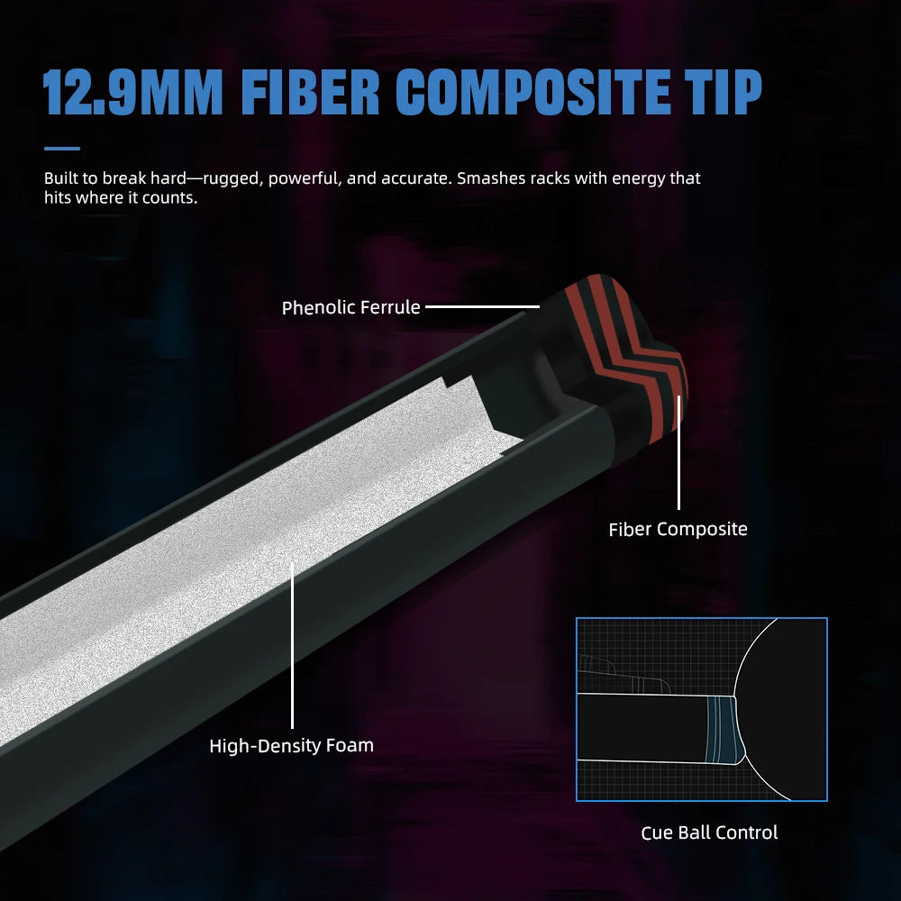 KONLLEN Carbon Fiber Break Cue 12.9mm – Pro Billiards