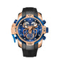 Reef Tiger watch with blue and rose gold design on a white background