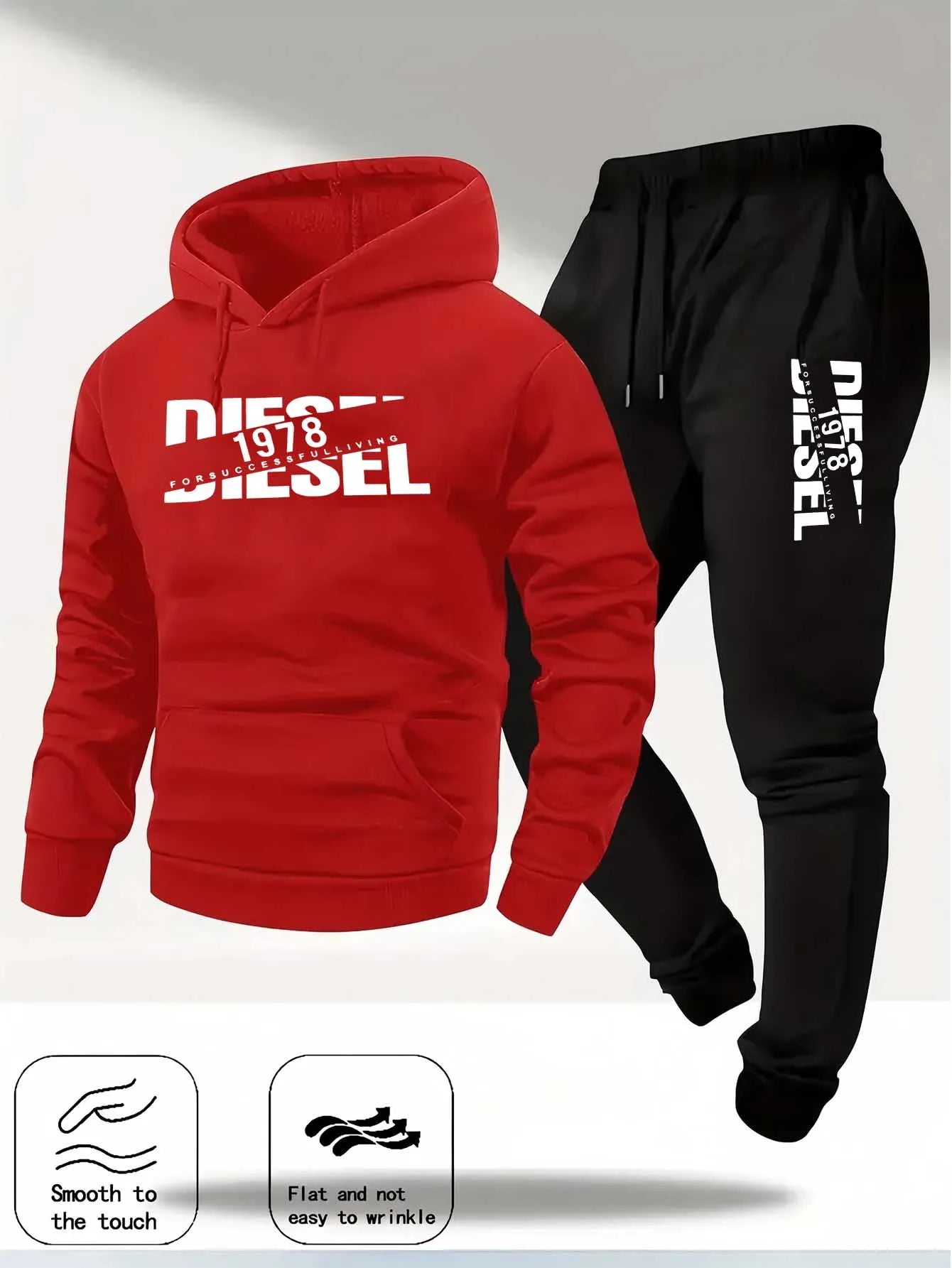 2025 Trendy Autumn and Winter New Hooded Tracksuit Fashionable Casual Sportswear Set, Two-Piece Set