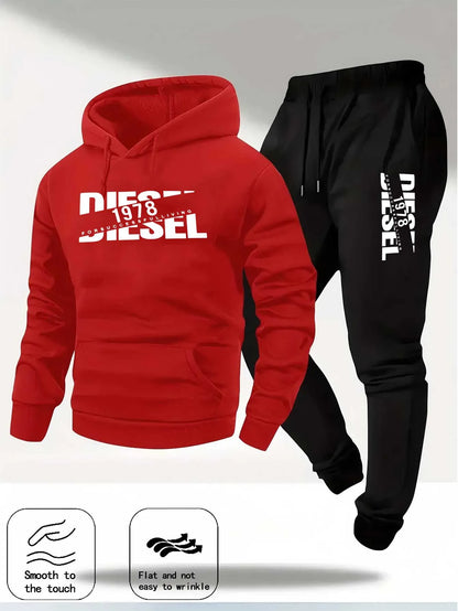 2025 Trendy Autumn and Winter New Hooded Tracksuit Fashionable Casual Sportswear Set, Two-Piece Set