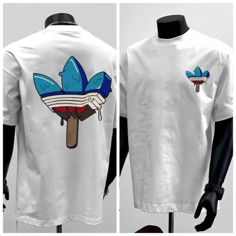 2025 Neuer Sommer Trend Marke Rundhals Kurzarm T-Shirt mit hochwertigem Markendruck Kurzarm Vielseitiger Stil schlicht
