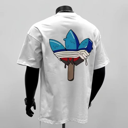 2025 Neuer Sommer Trend Marke Rundhals Kurzarm T-Shirt mit hochwertigem Markendruck Kurzarm Vielseitiger Stil schlicht