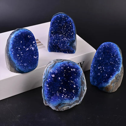 Uruguayan Blue Quartz Geode Cluster | Home Office Decor
