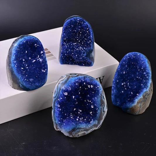 Uruguayan Blue Quartz Geode Cluster | Home Office Decor