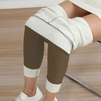 Autumn Winter Warm Fleece Women Leggings Velvet Thicken High Waist Tights Elastic Slim Solid Color Leggings Prevent Cold Tights