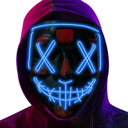 LED Light Up Halloween Mask Scary Cosplay Mask Festival Masquerade Carnival Party Costume Gift