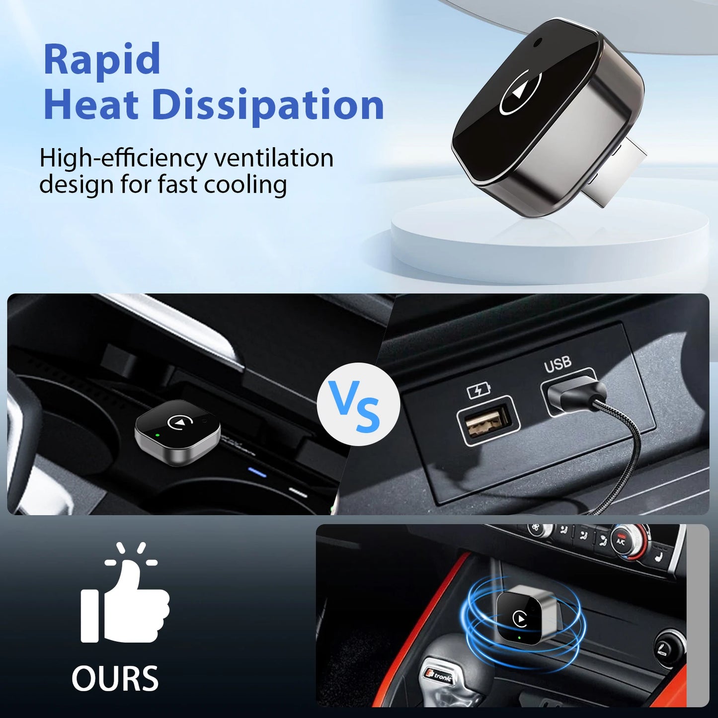 2026 Pionray 2-in-1 kabelloser CarPlay Adapter & Android Auto Wireless Adapter, 5GHz WiFi Type-C/USB Plug and Play kabelloses CarPlay