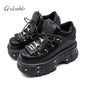 2025 Neuer Punk-Stil Damen Schuhe Schnürung Absatzhöhe 6CM Plateau-Schuhe Damen Gothic Ankle Rock Stiefel Metall-Dekor Damen Sneakers