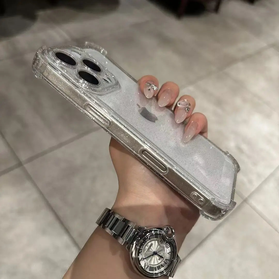 Glitter Bling Clear Case for iPhone 17 16 15 14 13 12 11 Pro Max XS X XR 16PLUS 17AIR 16E Silicone Soft Transparent Bumper Cover