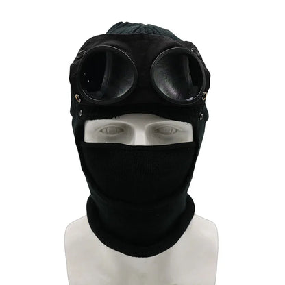 1 Stück Trendige Herbst-Winter-Warme Mützen Pilotenbrille Männer Frauen Ohrenschutz Winddichtes Radfahren Vollgesichtsbedeckung Warme Strickmütze