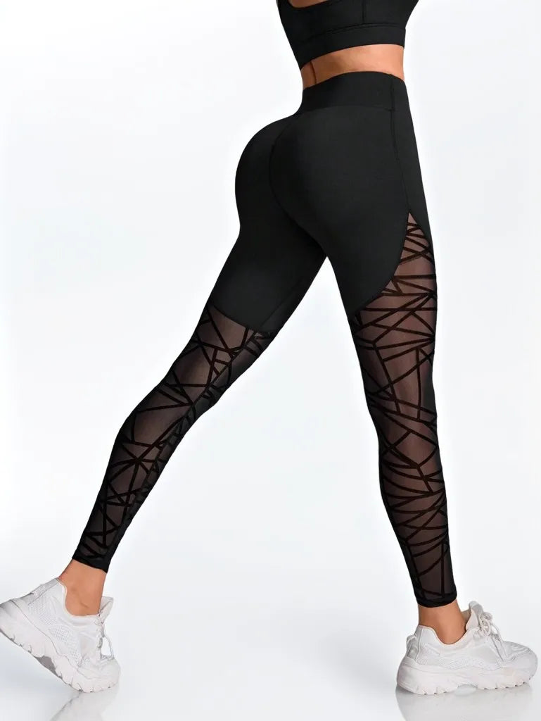Women's High-Waist Butt-Lifting Mesh Sport Pants