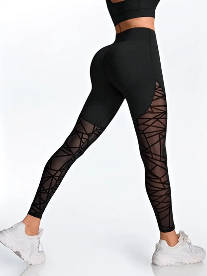Women's High-Waist Butt-Lifting Mesh Sport Pants