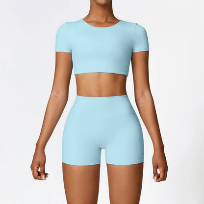 2PCS Yoga Set Women Gym Clothing Fitness Workout Set Sportswear Female Long Sleeve Crop Top High Waist Leggings Sports Suits
