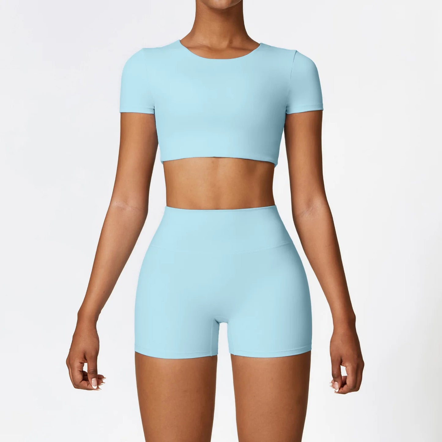2PCS Yoga Set Women Gym Clothing Fitness Workout Set Sportswear Female Long Sleeve Crop Top High Waist Leggings Sports Suits