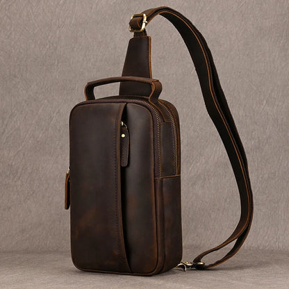 Men's Outdoor Leather Shoulder Sling Bag – Chest Pack & Crossbody