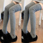 Frühling Herbst Kniestrümpfe für Damen Weiße vertikale Streifen Lange Socken Mode Mädchen JK Skinny Stiefelsocken Japanischer Stil