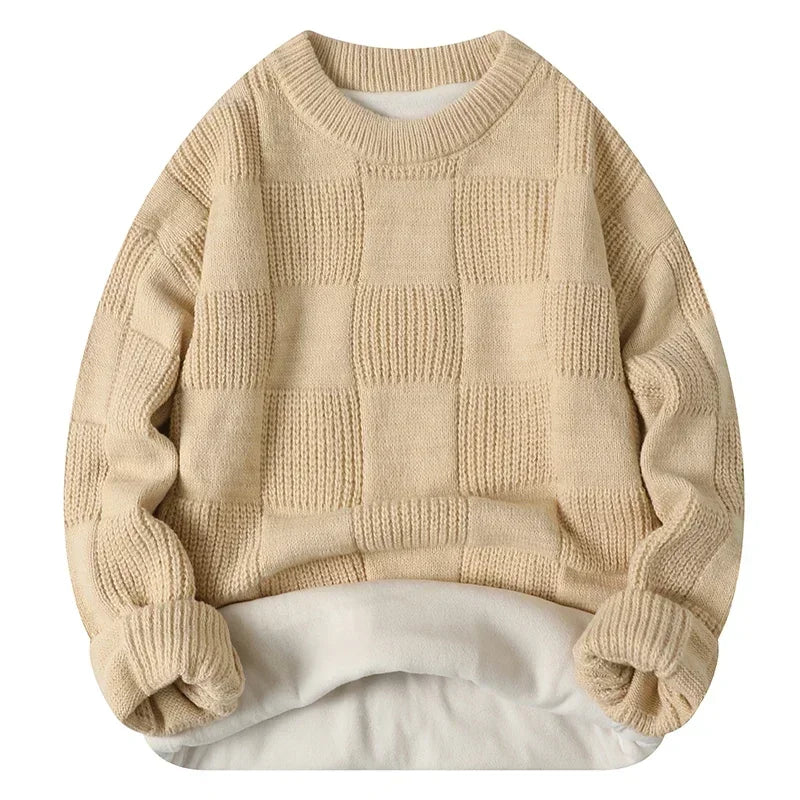 New Solid Color Homestays Men's Autumn and Winter Warm Thick Crewneck Sweater Casual and Comfortable Home Pajamas