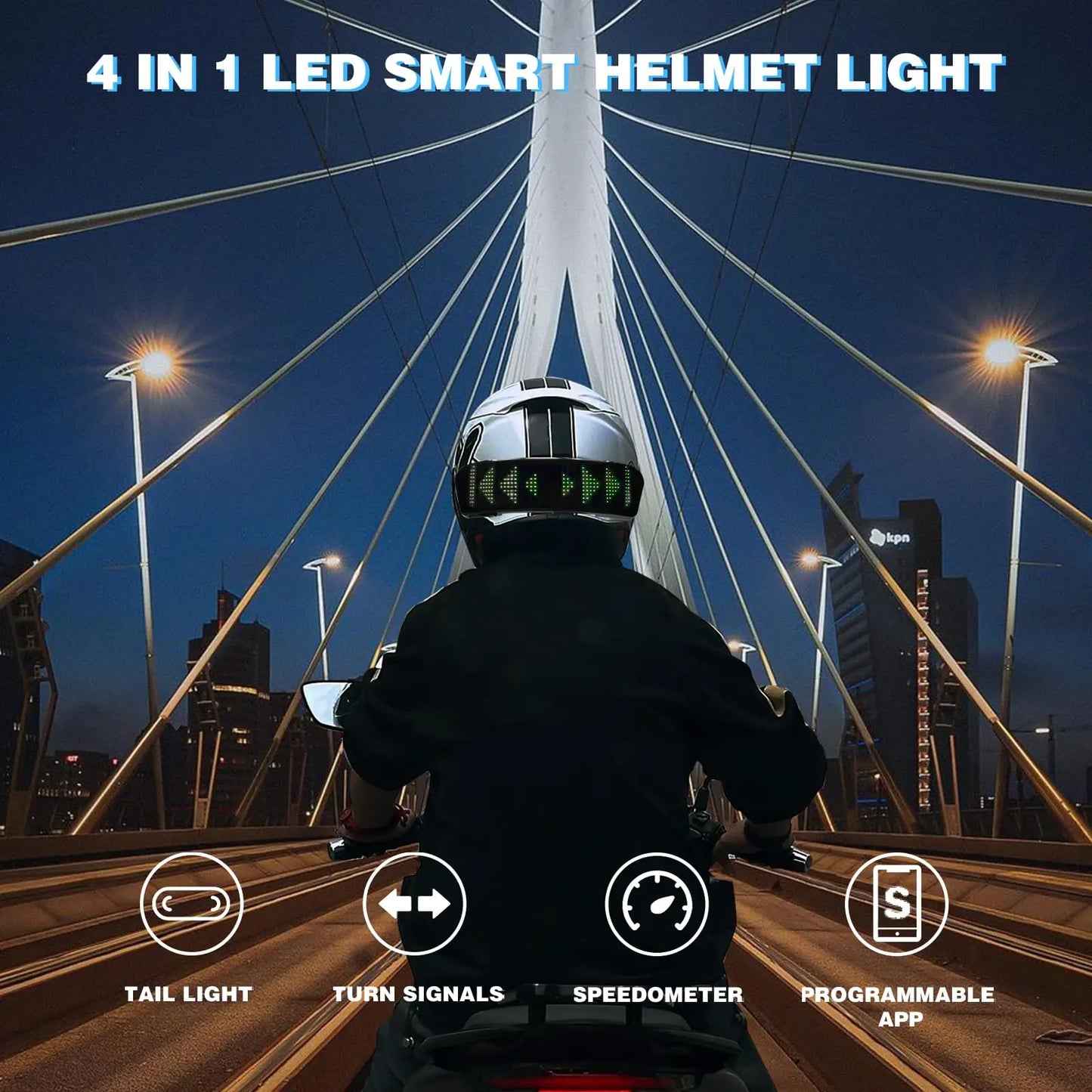 LED Motorcycle Helmet Tail Warning Light Display