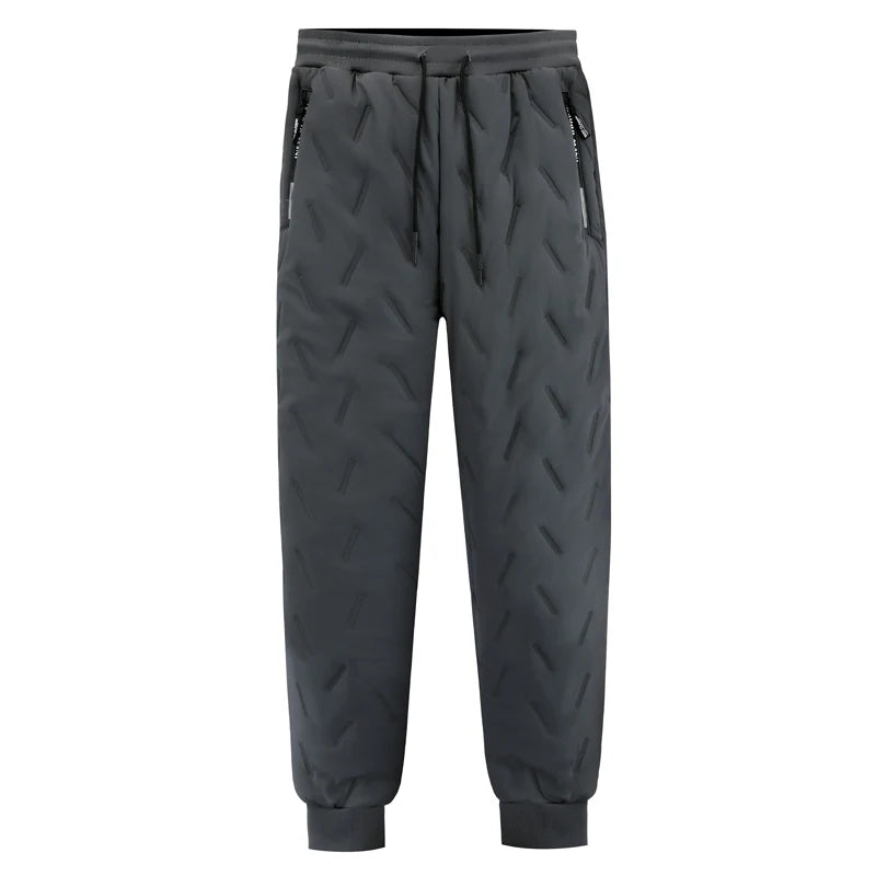 YJKVUR Winter New Oversize Pants Men Windproof Warm Fleece Liner Drawstring Trousers Casual Comfortable Plus Size Sweatpants
