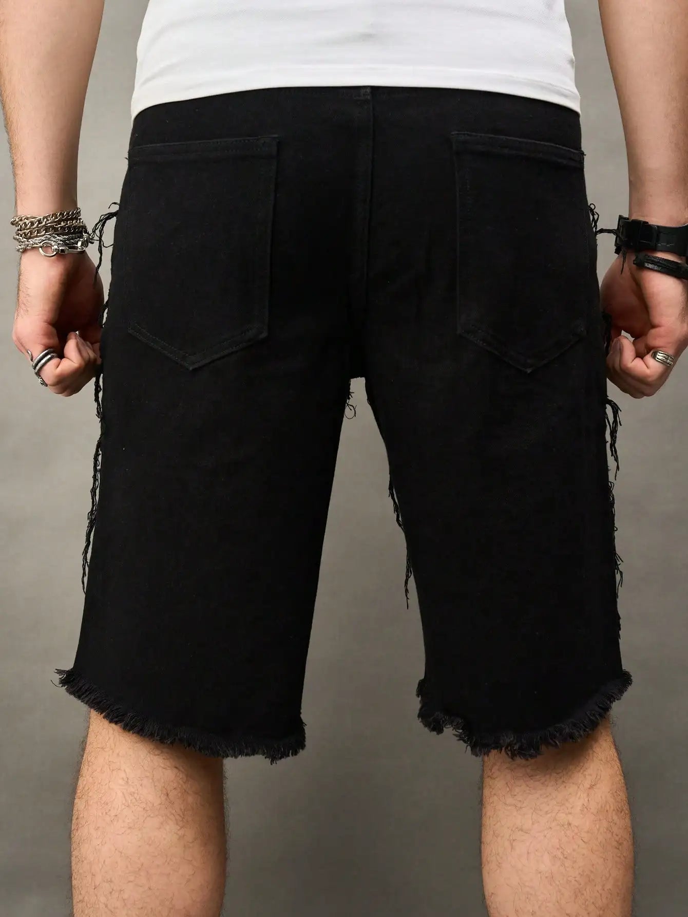 Men's Black Straight-Leg Denim Shorts